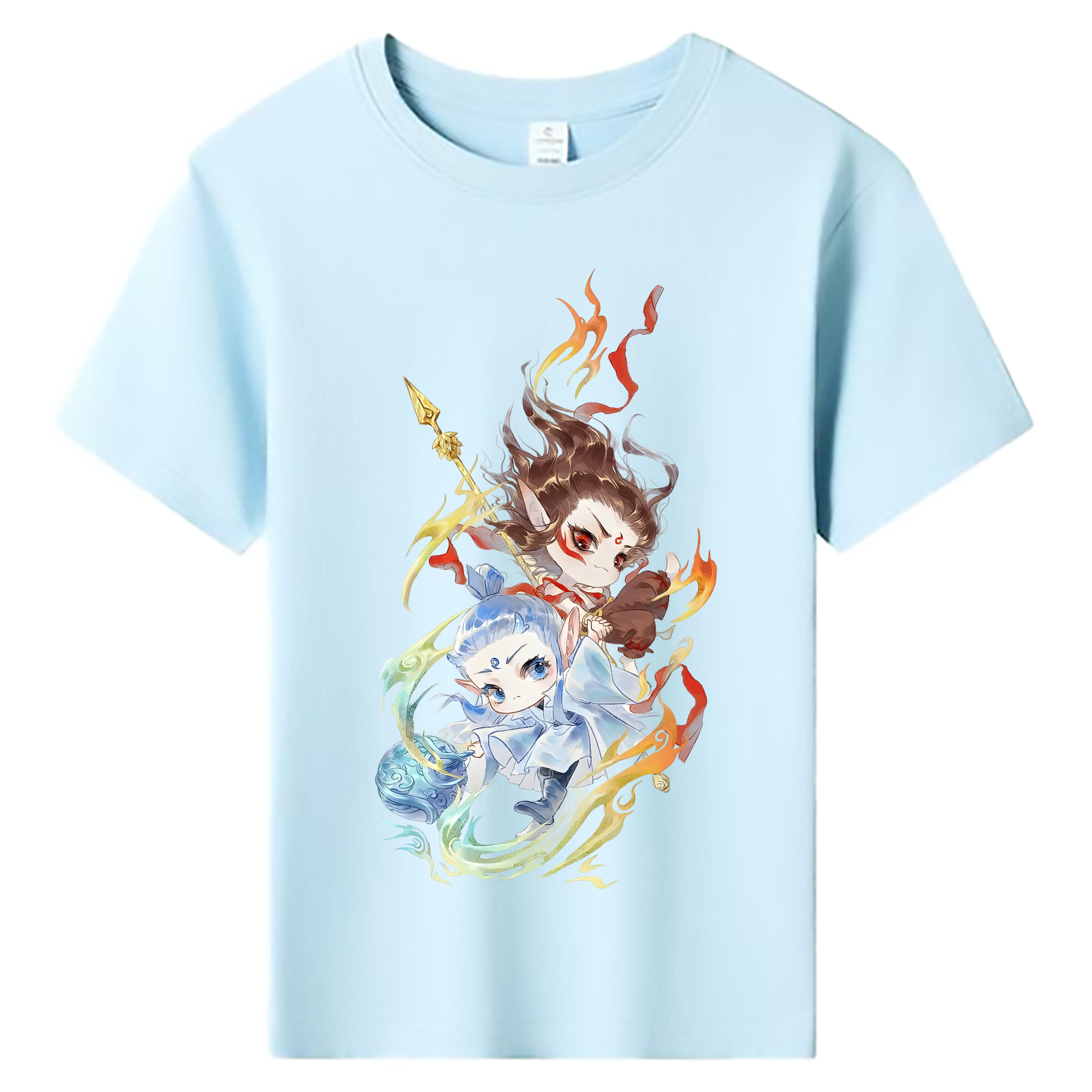 （画像用） Ne Zha 2 ナタ 魔童の大暴れ 綿100％キッズTシャツ（フロントプリント）